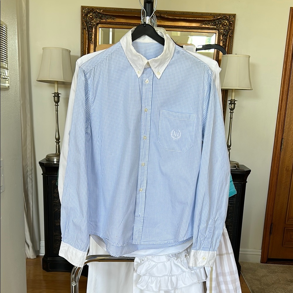 Blue and White Button Down Shirt Classic Oxford Style